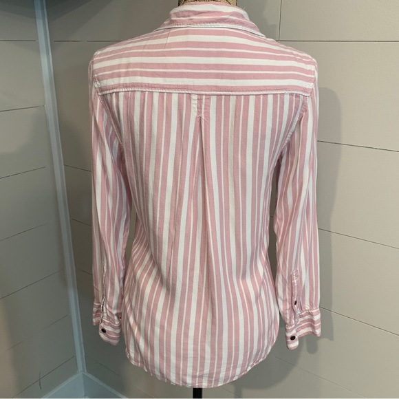 Jachs Girlfriend Pink & White Striped Long Sleeve Button Up Shirt - Picture 3 of 6